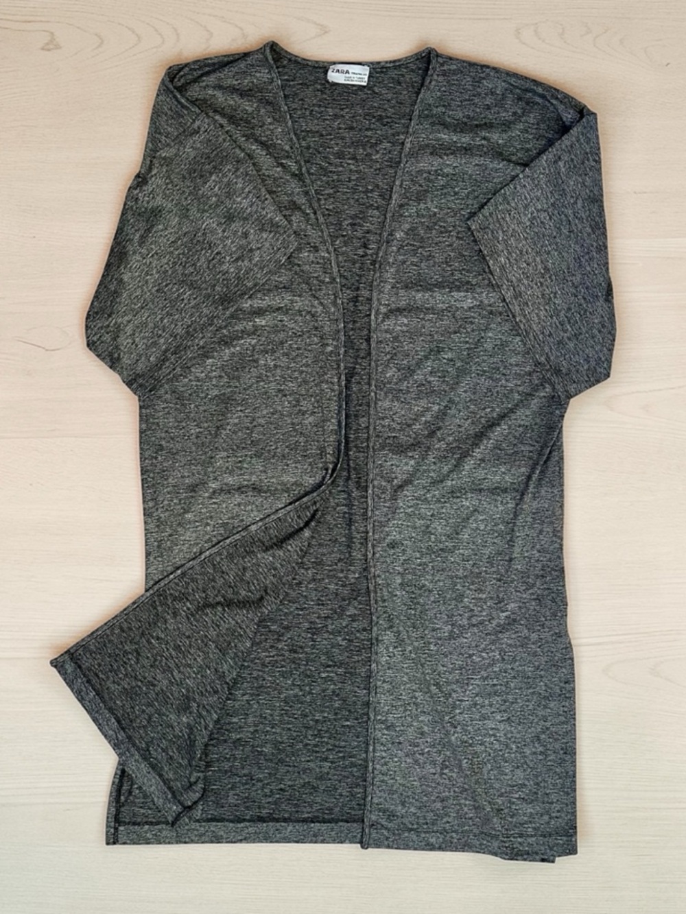 Zara Woman Open-Front Dark Gray Long Cardigan